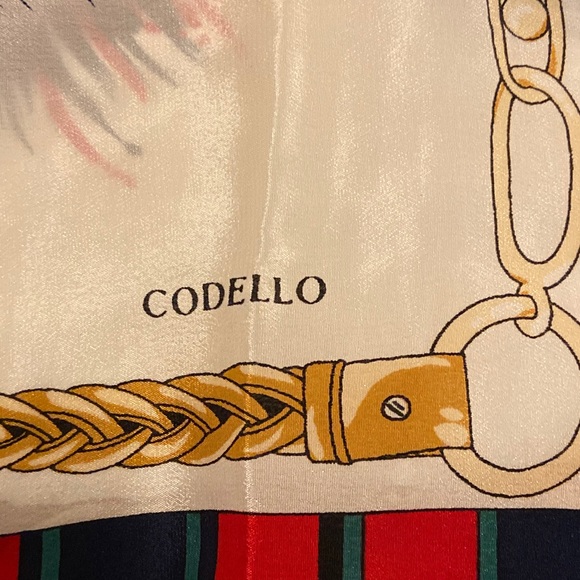 CODELLO Equestrian Theme Silk Scarf, 34” square - Picture 3 of 3